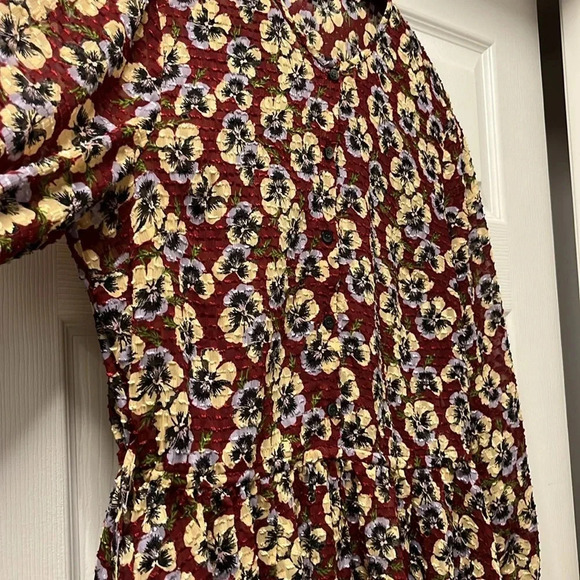 Madewell Viola floral pansy drawstring ruffled peplum top - Picture 4 of 8